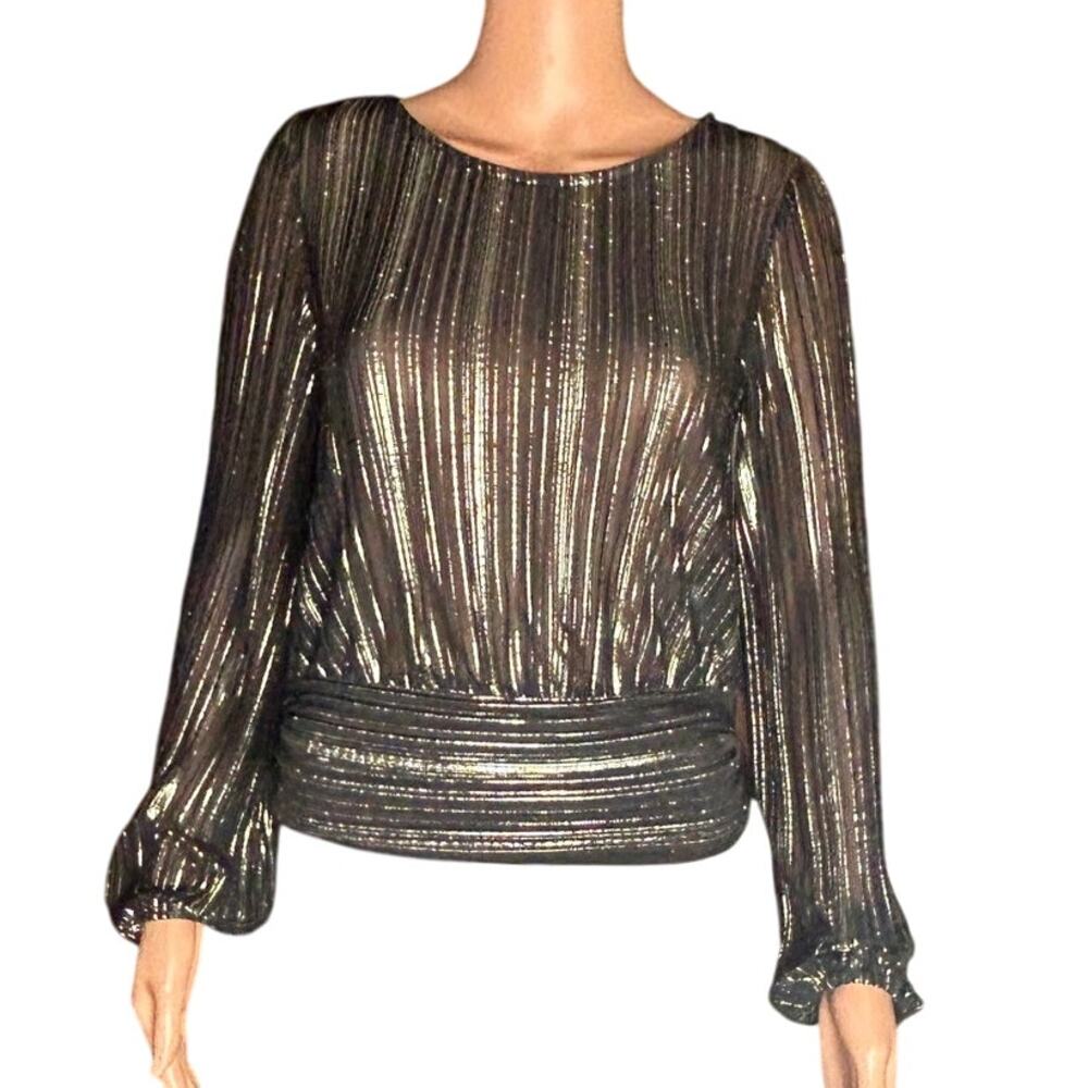 Ten Sixty Sherman Black and silver Metallic blouse